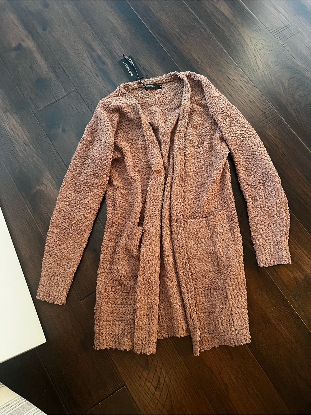 Cozy Textured Open-Front Cardigan - brown
